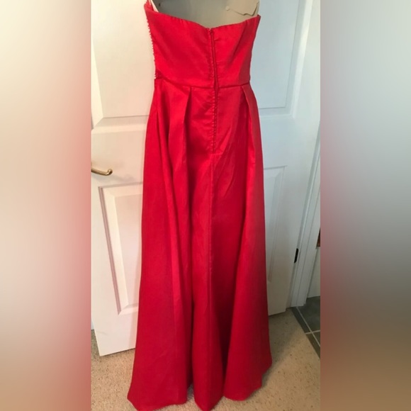 SAY YES TO THE PROM Womens Embellished Red Strapless Dress 11/12 w/pockets - Picture 2 of 6